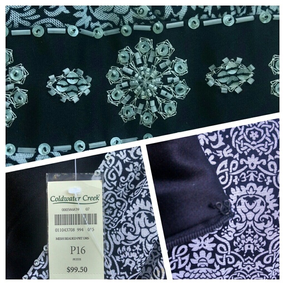 - Coldwater Creek Blk/Wht Beaded Dress size 16 - Picture 3 of 5